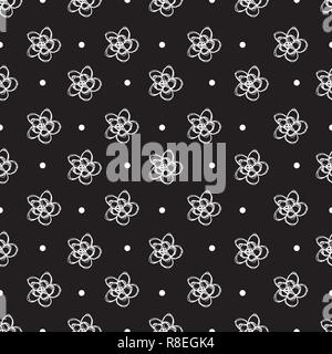Plumeria Collection-Flowers in voller Blüte nahtlose Repeat Pattern Hintergrund in Schwarz und Weiß Stock Vektor