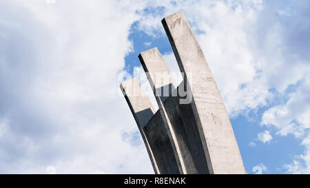 BERLIN, DEUTSCHLAND - 21. OKTOBER 2018: die Berliner Luftbrücke Memorial in der Nähe von ehemaligen Flughafen Tempelhof am Platz der Luftbrucke in Berlin, Deutschland Stockfoto