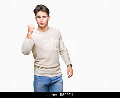 Jungen gutaussehenden Mann über isolierte Hintergrund verärgert und wütend die Faust frustriert und wütend, während Schreien vor Wut. Wut und aggressives Konzept. Stockfoto