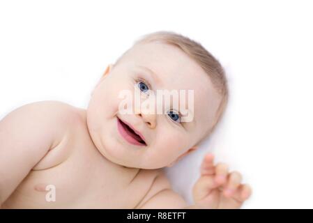 Baby liegend, Portrait. Stockfoto
