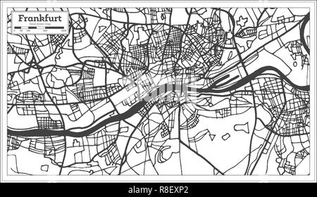 Frankfurt Deutschland Stadtplan im Retro-stil. Übersichtskarte. Vector Illustration. Stock Vektor