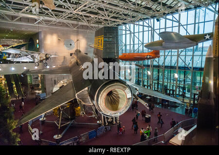 Washington DC, 23. Dezember 2015. Die experimentellen Rakete Fläche X-15 auf dem Smithsonian Luft- und Raumfahrtmuseum. Stockfoto