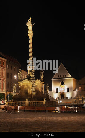 Marianische Pestsäule am unteren Platz (Dolni namesti) in Olomouc. Mähren. Der Tschechischen Republik Stockfoto