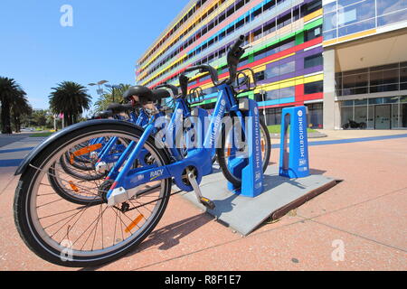 Fahrrad teilen Regelung in Melbourne, Australien Stockfoto