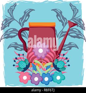 Cute Sprinkler von Garten mit Blumenschmuck Stock Vektor