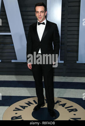 BEVERLY HILLS, Los Angeles, CA, USA - 04. März: BJ Novak am 2018 Vanity Fair Oscar Party im Wallis Annenberg Center für Darstellende Künste am März 4, 2018 in Beverly Hills, Los Angeles, Kalifornien, Vereinigte Staaten. (Foto von Xavier Collin/Image Press Agency) Stockfoto