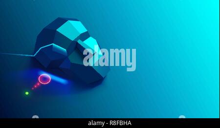 Low Poly angesichts der künstlichen Intelligenz. AI Technologie Konzept. Zukünftige tech Konzept. Abstract Roboter Verstand oder Gehirn analysiert Daten. Stock Vektor