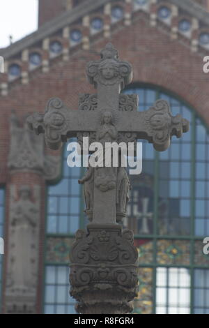 Antoni Gaudí Arbeit am Hospital de Sant Pau, Barcelona Stockfoto