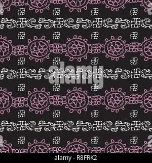 Moderne Lace-Love in Parise nahtlose Muster Hintergrund wiederholen. Abstrakte Muster der modernen Blume Spitzen formen Illustration, rosa Formen auf schwarz Hinterg Stock Vektor