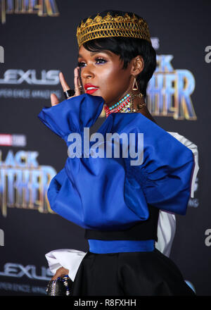 HOLLYWOOD, Los Angeles, CA, USA - 29. Januar: Janelle Monae bei der Weltpremiere von Disney und Marvel 'Black Panther' auf der Dolby Theatre statt, am 29. Januar 2018 in Hollywood, Los Angeles, Kalifornien, Vereinigte Staaten. (Foto von Xavier Collin/Image Press Agency) Stockfoto