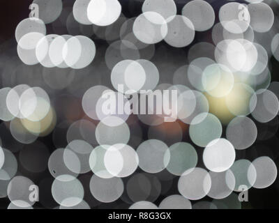 Nacht weiße Kreise Lichter bokeh unscharfen Hintergrund Stockfoto
