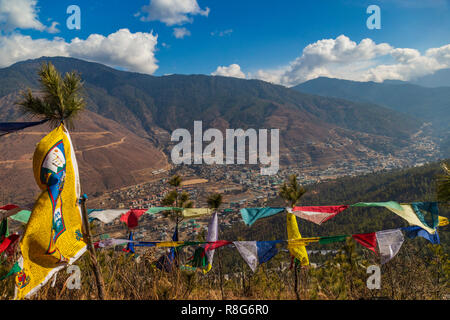 Luftaufnahme von Thimphu Tal Stockfoto