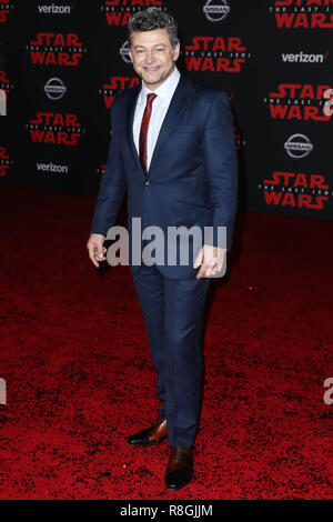 LOS ANGELES, Ca, USA - Dezember 09: Andy Serkis bei der Weltpremiere von Disney Bilder und Lucasfilm's Star Wars: Der letzte Jedi' im Shrine Auditorium statt am 9. Dezember 2017 in Los Angeles, Kalifornien, USA. (Foto von Xavier Collin/Image Press Agency) Stockfoto