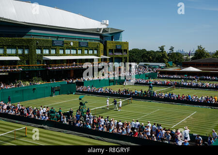 Allgemeine Ansicht über das Gelände an den All England Lawn Tennis Club und das Haus zu Wimbledon Championships Stockfoto