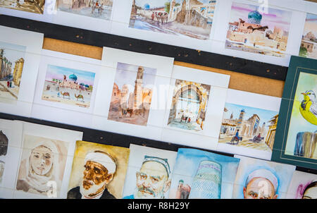 Straße Maler, Aquarelle zum Verkauf, Chiwa, Usbekistan Stockfoto