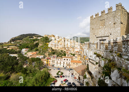 Caccamo Panorama von der mittelalterlichen Burg, Sizilien, Palermo Provinz, Italien Stockfoto