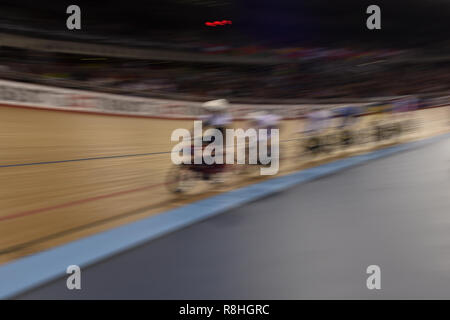 London, Großbritannien. 15. Dezember 2018. Während Tissot UCI Track Cycling World Cup IV bei Lee Valley VeloPark am Samstag, den 15. Dezember 2018. LONDON ENGLAND. (Nur redaktionelle Nutzung, eine Lizenz für die gewerbliche Nutzung erforderlich. Keine Verwendung in Wetten, Spiele oder einer einzelnen Verein/Liga/player Veröffentlichungen). Stockfoto