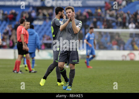 Getafe, Madrid, Spanien. 15 Dez, 2018. Real Sociedad Asier Illarramendi in Aktion während der Liga Fußballspiel zwischen Getafe CF und Real Sociedad San Sebastián im Coliseum Alfonso Perez in Getafe, Spanien gesehen. Credit: LEGAN S. Mace/SOPA Images/ZUMA Draht/Alamy leben Nachrichten Stockfoto