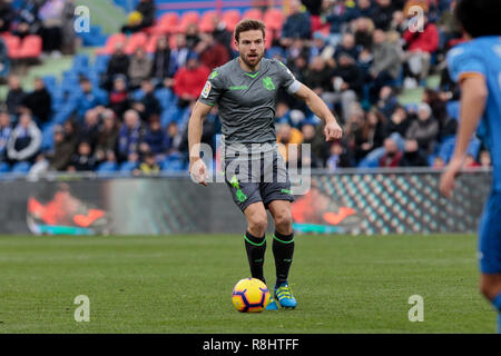 Real Sociedad Asier Illarramendi in Aktion während der Liga Fußballspiel zwischen Getafe CF und Real Sociedad San Sebastián im Coliseum Alfonso Perez in Getafe, Spanien gesehen. (Endstand; Getafe CF 1:0 Real Sociedad) Stockfoto