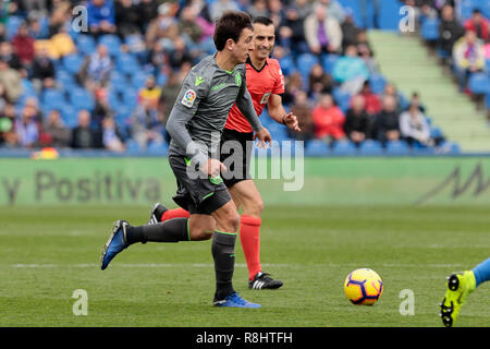 Real Sociedad Mikel Oyarzabal in Aktion während der Liga Fußballspiel zwischen Getafe CF und Real Sociedad San Sebastián im Coliseum Alfonso Perez in Getafe, Spanien gesehen. (Endstand; Getafe CF 1:0 Real Sociedad) Stockfoto