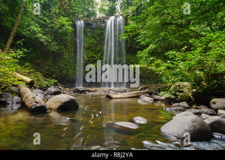 Madai Wasserfall im tropischen Regenwald Dschungel von Borneo Sabah Malaysia. Stockfoto