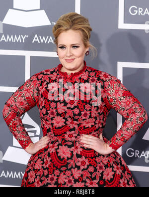 LOS ANGELES, Ca, USA - 10. Februar: Adele auf der 55. jährlichen Grammy Awards auf Staples Center am 10. Februar in Los Angeles, Kalifornien 2013 statt, in den Vereinigten Staaten. (Foto von Xavier Collin/Image Press Agency) Stockfoto