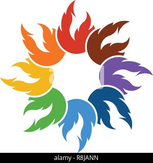 Feuer Flamme Teamarbeit, Business Logo Vektor Stock Vektor