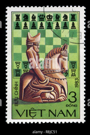 Briefmarke aus Vietnam in die Schachfiguren in der Serie 1983 Stockfoto