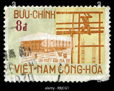 Briefmarke aus Süd Vietnam im Wiederaufbau Serie 1970 ausgestellt Stockfoto