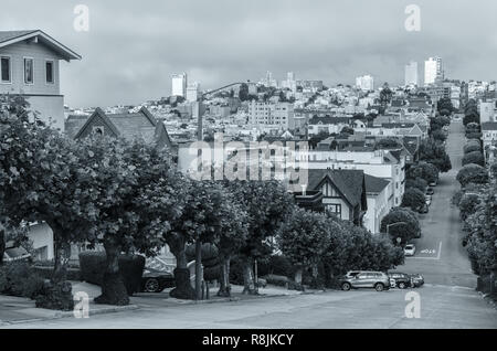 Blick auf die San Francisco City von Pacific Höhe Bezirk, California, United States. Stockfoto