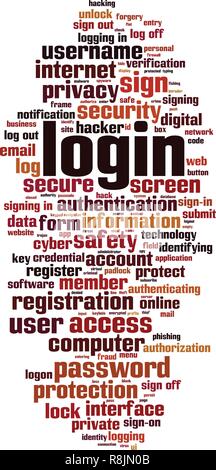 Login word cloud Konzept. Vector Illustration Stock Vektor