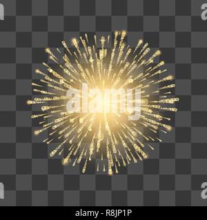 Feuerwerk. Festival gold Feuerwerk. Vektor llustration auf transparentem Hintergrund Stock Vektor