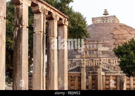 Indien, Madhya Pradesh, Sanchi, bouddhist Denkmälern zum Weltkulturerbe der UNESCO Stockfoto