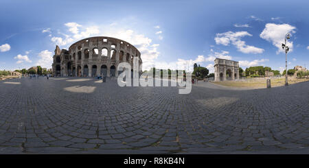 360 Grad Panorama Ansicht von Außerhalb des Kolosseum, Rom, Italien