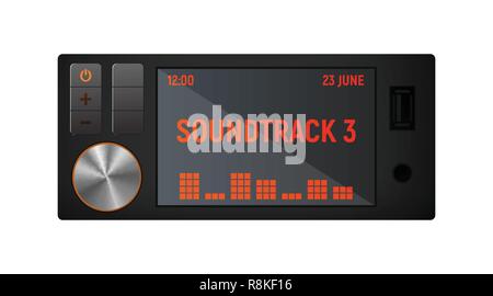 Das Radio im Auto. Hören Sie sich Songs an. Vektorabbildung Stock Vektor