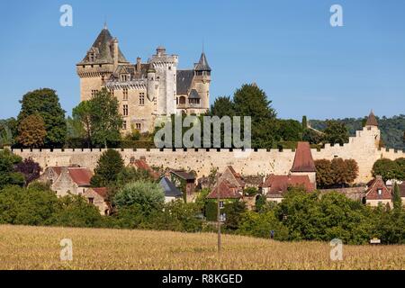 Frankreich, Dordogne, Dordogne, Périgord Noir, Vitrac, Chateau de Montfort Stockfoto