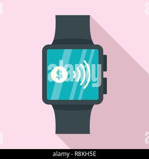 Smartwatch nfc Pay-Symbol. Flache Darstellung der smartwatch nfc pay Vektor Symbol für Web Design Stock Vektor