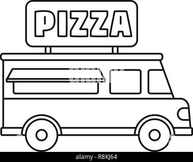 Pizza lkw-Symbol. Umrisse pizza truck Vektor Symbol für Web Design auf weißem Hintergrund Stock Vektor