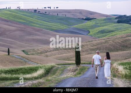 Italien, Toskana, Val d ' Orcia Weltkulturerbe der UNESCO, Landschaft in der Nähe von Pienza Stockfoto