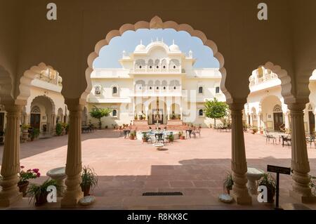 Indien, Rajasthan, Sawai Madhopur, Nahargarh Hotel in der Nähe vom Ranthambore Nationalpark Stockfoto