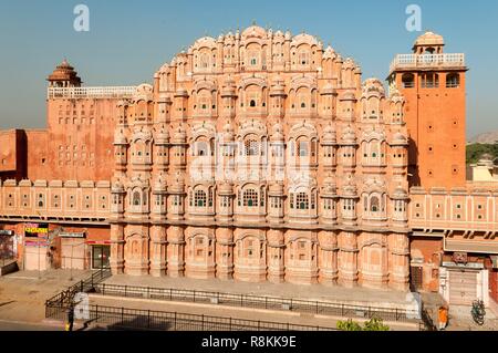 Indien, Rajasthan, Jaipur, Hawa Mahal Wind Palace Stockfoto