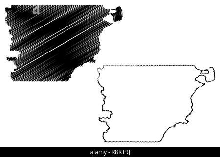 Chubut (Region Argentinien, Republik Argentinien, Provinzen Argentiniens) Karte Vektor-illustration, kritzeln Skizze Provinz Chubut Karte Stock Vektor