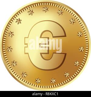 Golden Euro Münze, Geld. Stock Vektor