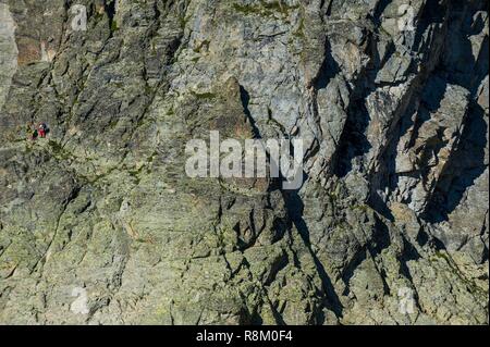 Frankreich, Haute-Savoie, Chamonix-Mont-Blanc, Tour du Mont Blanc, Klettersteig in der Aiguilles Rouges, Brévent Bereich Stockfoto