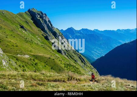 Schweiz, Wallis, Tour du Mt Blanc, Trient, Col de Balme, Kanten von la Croix de Fer Stockfoto