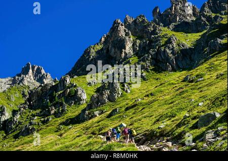 Schweiz, Wallis, Val Ferret, Tour du Mt Blanc, Trient, Arpette Fenster Pass auf 2665 m, höchster Punkt der TMB Stockfoto