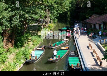 Frankreich, Picardie, Amiens, hortillonnages, Besuch im Boot cornet Stockfoto