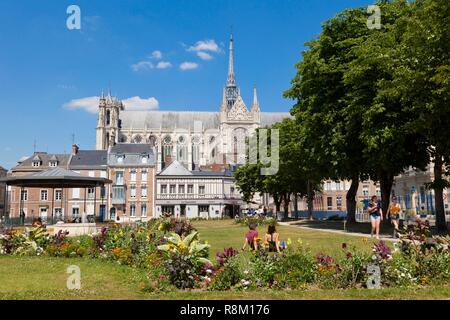 Frankreich, Picardie, Amiens, Jules Bocquet Square, Notre Dame Kathedrale von Amiens, als Weltkulturerbe der UNESCO Stockfoto