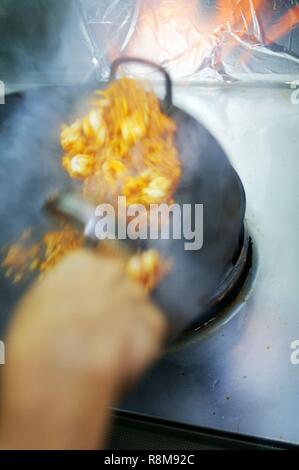 Frankreich, Paris, chinesisches Restaurant Chez Vong, Wok kochen Stockfoto