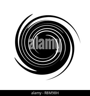 Abstrakte Spirale in der Form eines schwarzen Kreis auf weißem Hintergrund. Stockfoto